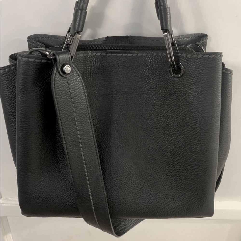 Plinio Visona Black Leather Crossbody Bag